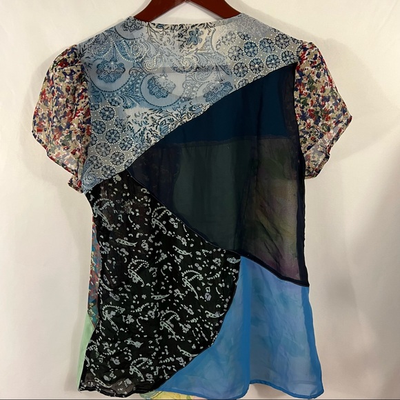 SHOP THERAPY Top Tunic Colorful Sheer Women's Size S/M Hippie Boho Festival - Picture 4 of 5